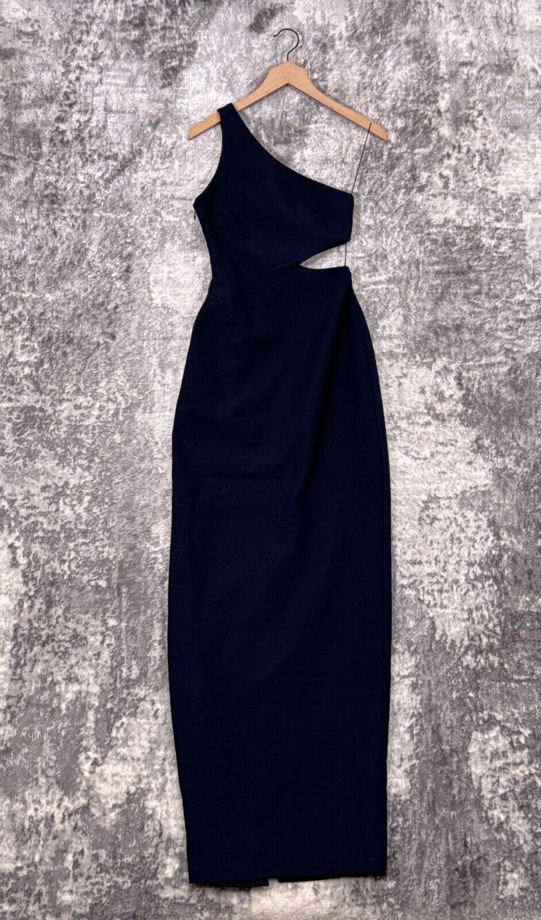 Cinq a Sept Dress 2 Womens 5a7 Blue Waist Cutout Long Maxi Gown One Shoulder